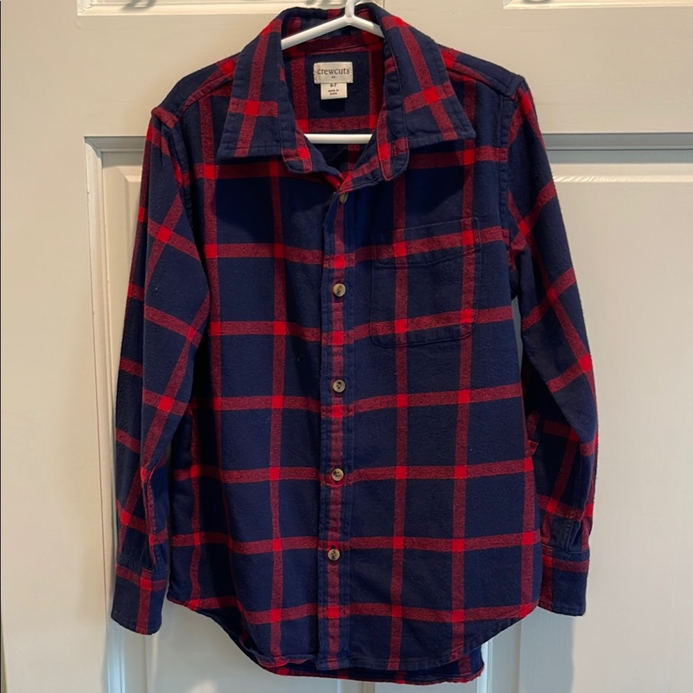 Crewcuts boys flannel button down shirt size 6-7
